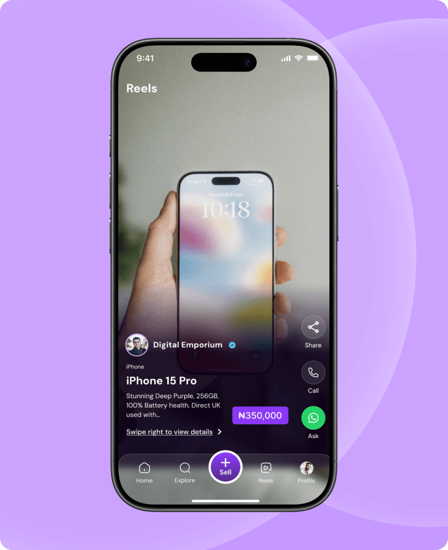 A listing Reel playing in the PhoneCity app